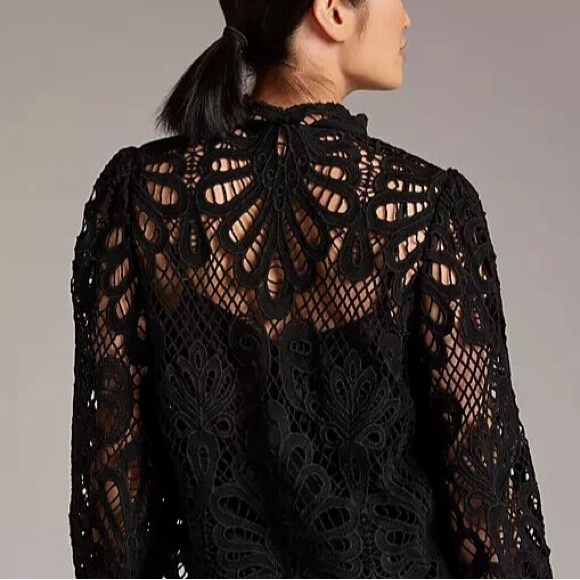 Anthropologie Black Lace Blouse - Picture 5 of 6